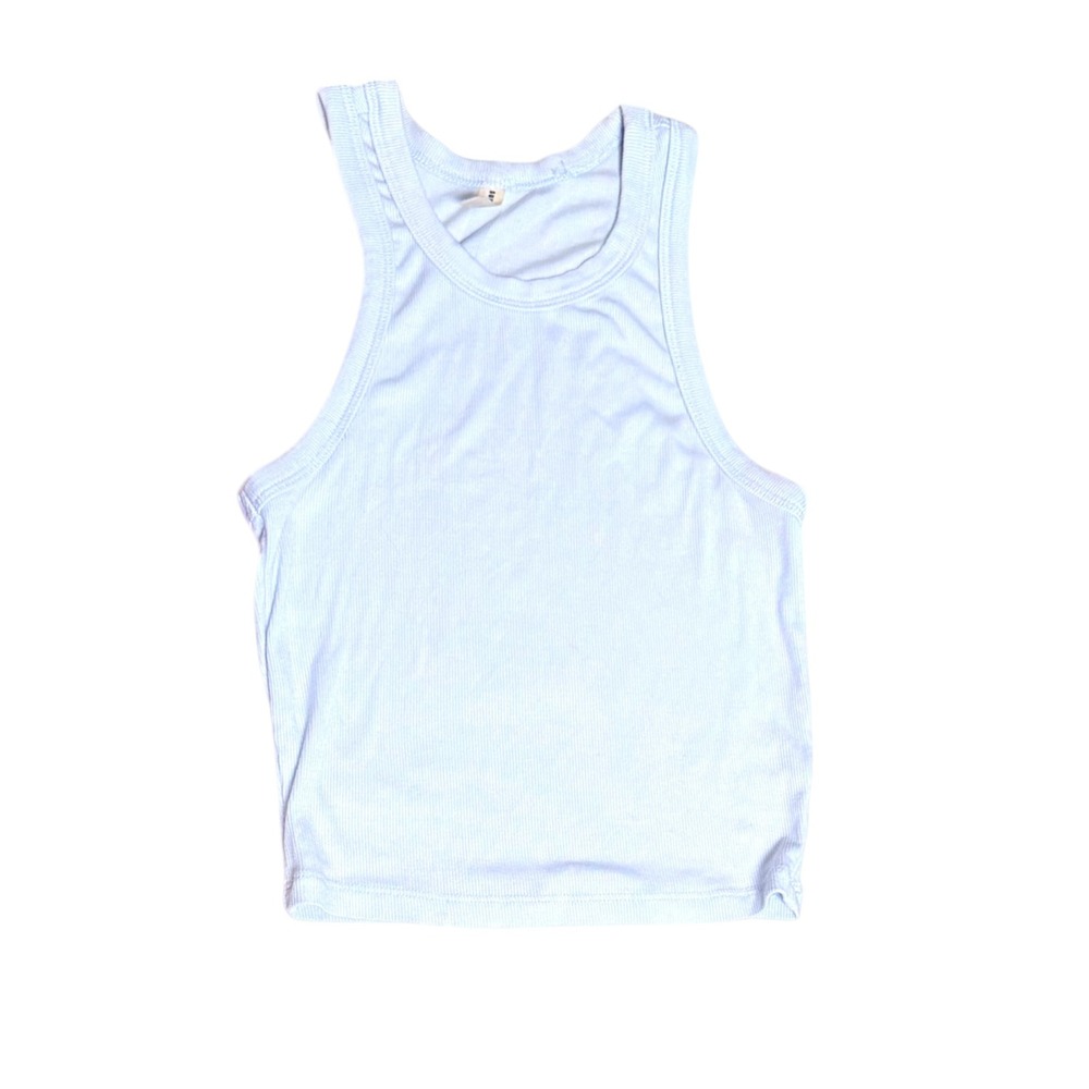 Sunday Best Aritzia ice blue‎ High Neck Racerback Tank Top XXS Slim Fit
